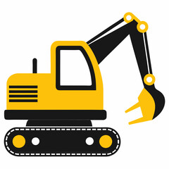 Excavator silhouette vector illustration on white background