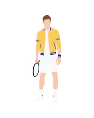 Flat vector people and illustration, man with sport tennis outfit