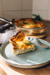Cheese Casserole on Kitchen Table