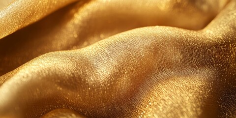 Shiny golden fabric with a textured surface.