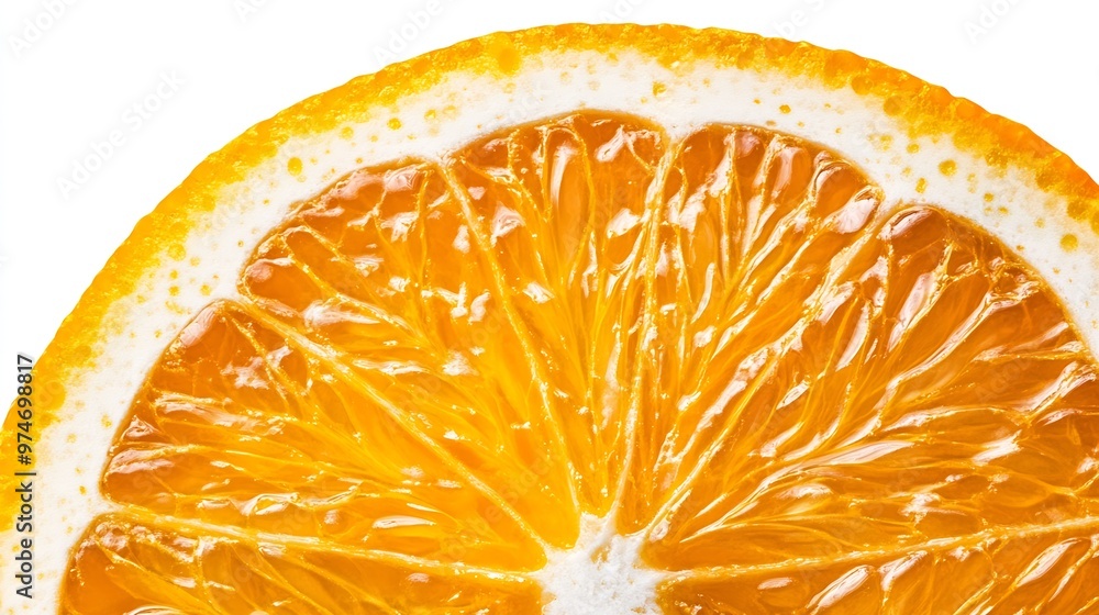 Poster Orange slice isolated Round orange slice on white background Orang fruit circle piece with clipping path Isolated white Full depth of field : Generative AI