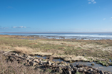 Landscape photograph of the Bristol Channel taken at the Gwent levels