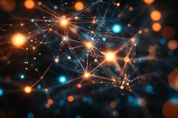 Futuristic abstract tech network  bright nodes and lines for banners, posters, and social media