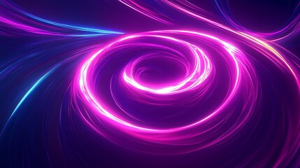 Futuristic Neon Magenta Drone Swirl with Colorful Motion Effects on Dynamic Background - Modern Vector Graphic Design