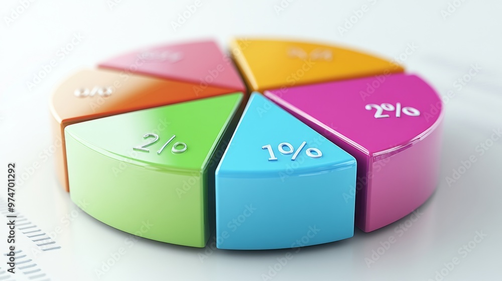 Poster a professional presentation slide featuring a colorful 3d pie chart representing market share distri