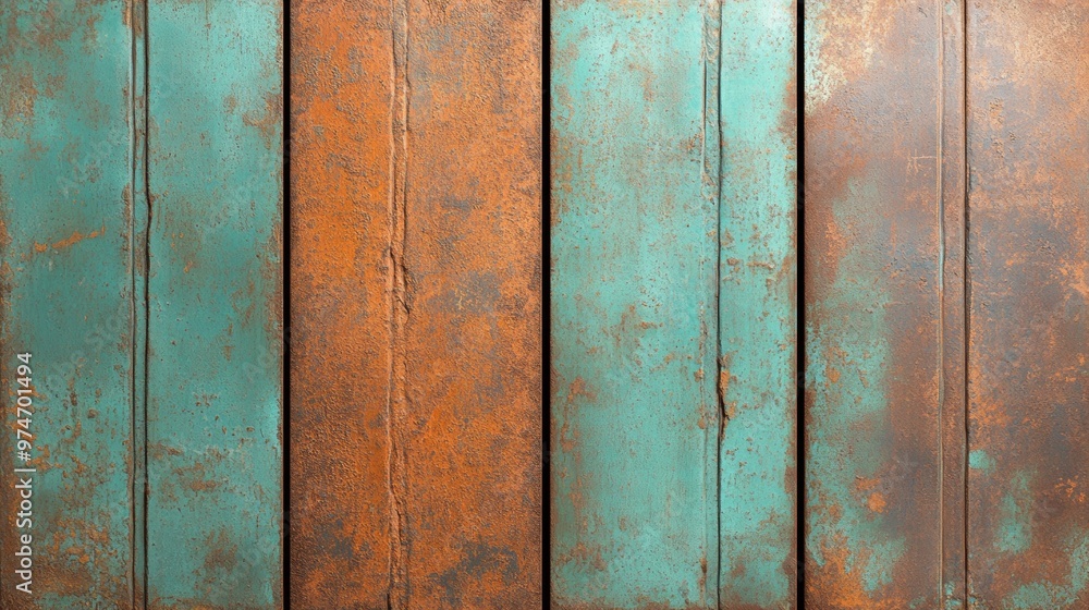 Poster captivating rust and patina textures abstract patterns on metallic surfaces
