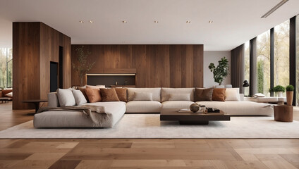 A Large Living Room with a Large Wood Floor