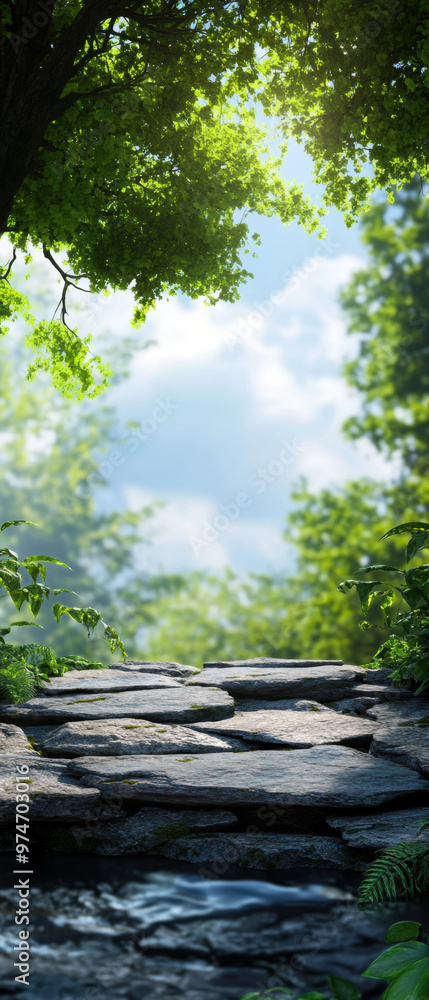 Wall mural Stone Pathway In Forest.