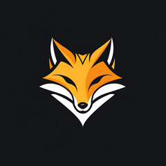 Obraz premium A stylized illustration of a fox's head in orange and white on a black background.