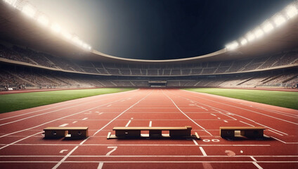 Athletics Stadium Front View of an Athletics Track