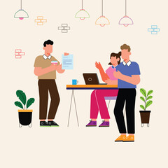 Business meeting negotiation. Teamwork Concept Vector Illustration for Website Banner, Advertisement and Marketing Material, Online Advertising, Business.