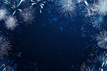 Stunning new year s fireworks display on dark blue background with space for text and advertising