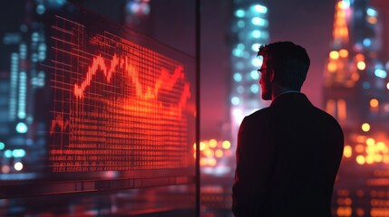 Fototapeta premium businessman man charts finance money oil price