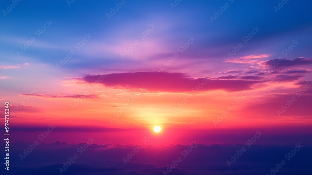 Wall mural sunset sky with colorful sunrise in the morning : generative ai