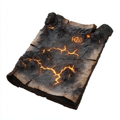 A cursed scroll with glowing dark symbols, dark fantasy item, hyperdetailed, ancient parchment, isolated on white background