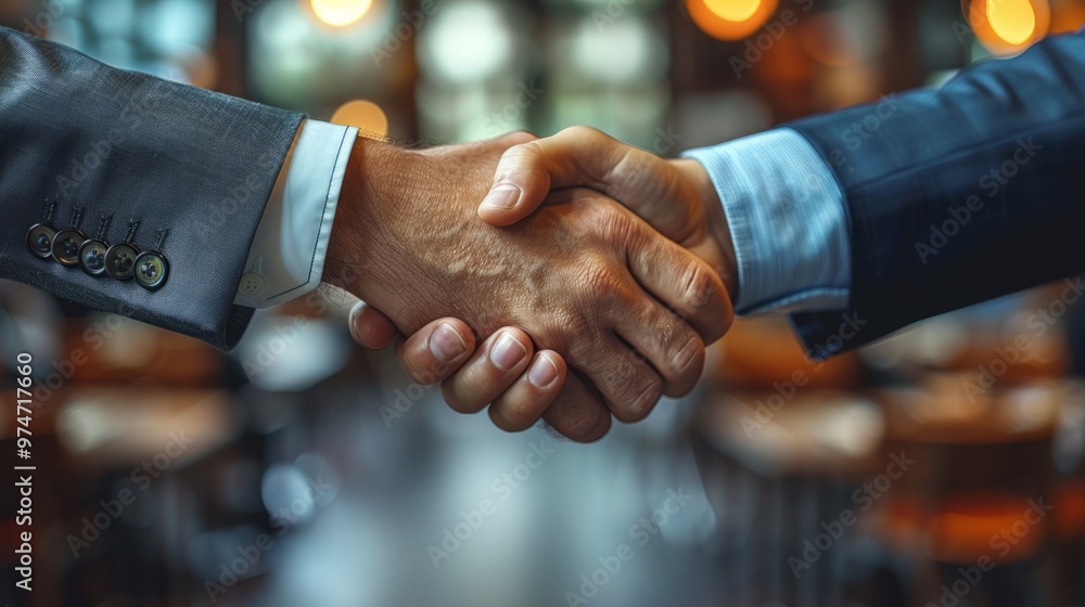 Aufkleber two men shaking hands in a business setting