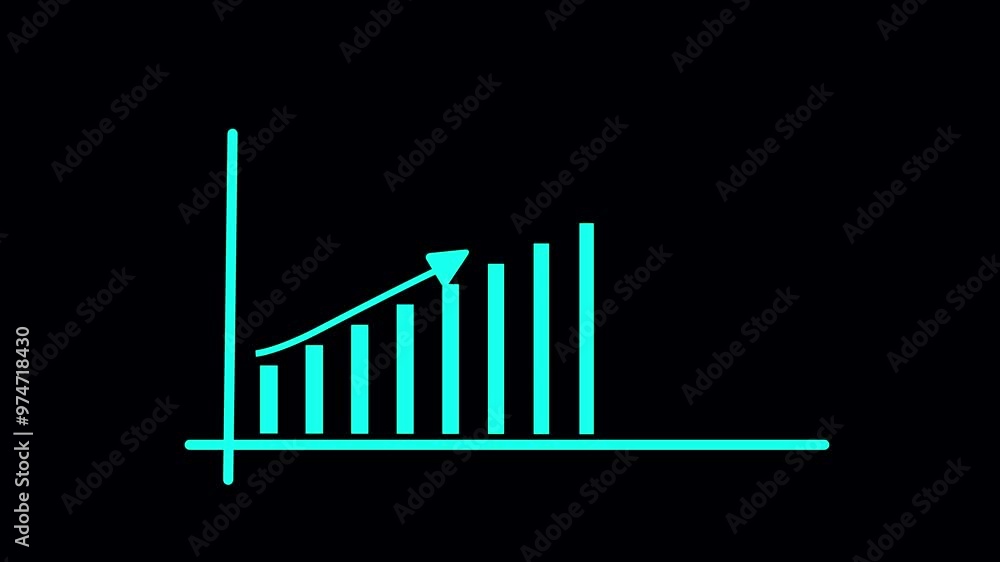 Poster business graph chart icon animation background. motion animated footage. statistics bars columns gro