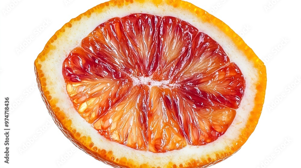 Poster slice of blood sicilian orange isolated on white background with clipping path : generative ai