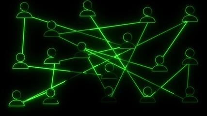 Animation of network of connections and white people icons interacting over cityscape with clouds on blue sky in the background. 4k video.  Global networks, business, finances, computing and data proc