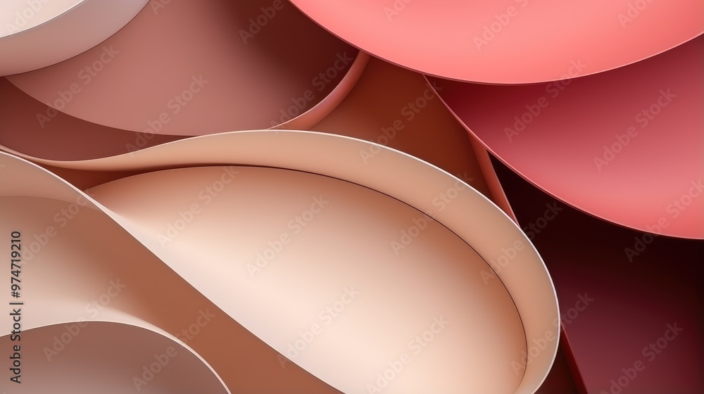 Poster abstract background with curved shapes in shades of pink and brown. the smooth, flowing lines create