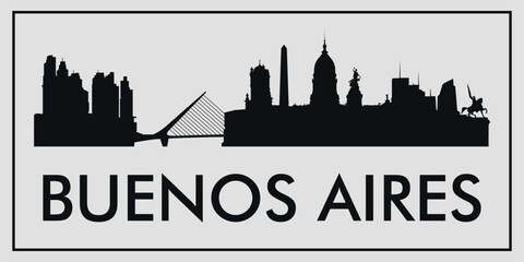 Obraz premium Cityscape. Buenos Aires, Argentina. Silhouettes of buildings. Vector on gray background