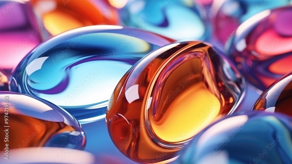 Poster abstract background with colorful, glossy spheres. the vibrant colors and smooth surfaces create a v