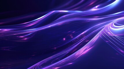 Fototapeta premium Abstract purple and blue glowing lines create a dynamic and futuristic background.