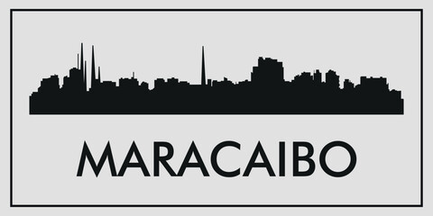 Fototapeta premium Cityscape. Maracaibo, Venezuela. Silhouettes of buildings. Vector on gray background