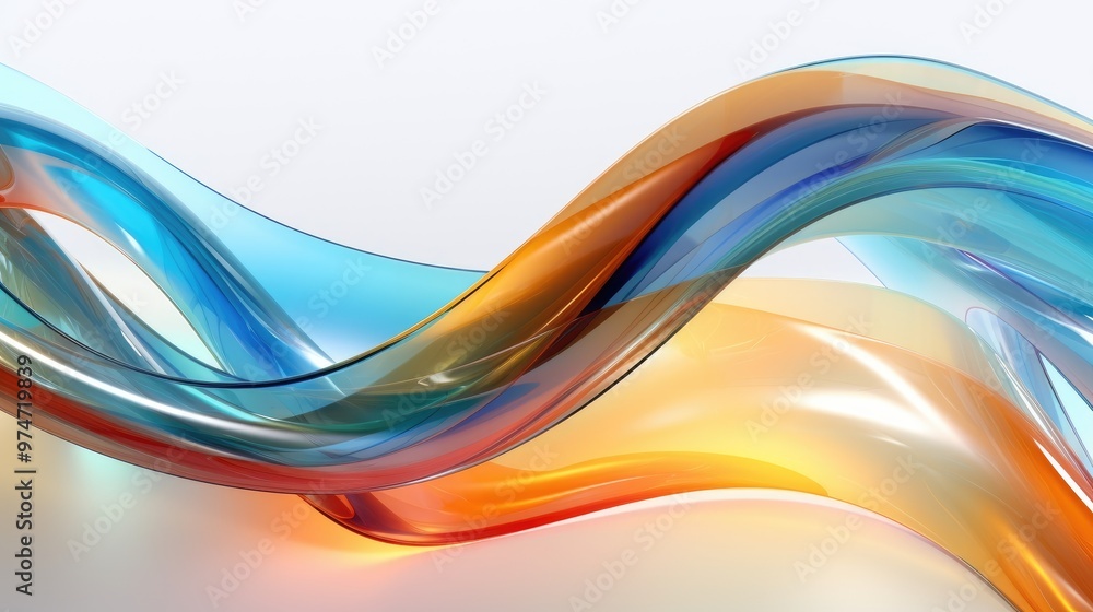 Poster abstract colorful waves of liquid glass create a dynamic and modern background.