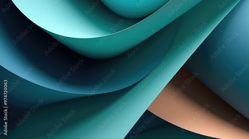 Poster abstract background with curved shapes in shades of blue and brown. the colors blend seamlessly, cre