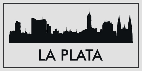Fototapeta premium WebCity landscape. La Plata, Argentina. Silhouettes of buildings. Vector on gray background
