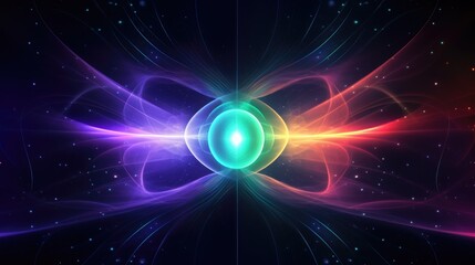 Obraz premium A mesmerizing abstract background featuring a vibrant, swirling nebula with a glowing orb at its center.
