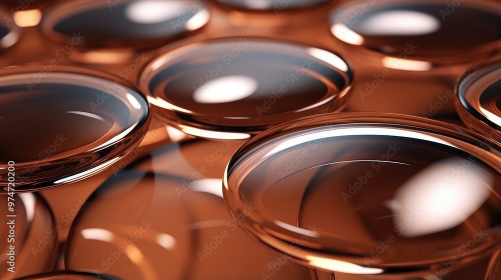 Poster abstract background with a close-up of shiny, round, brown objects.