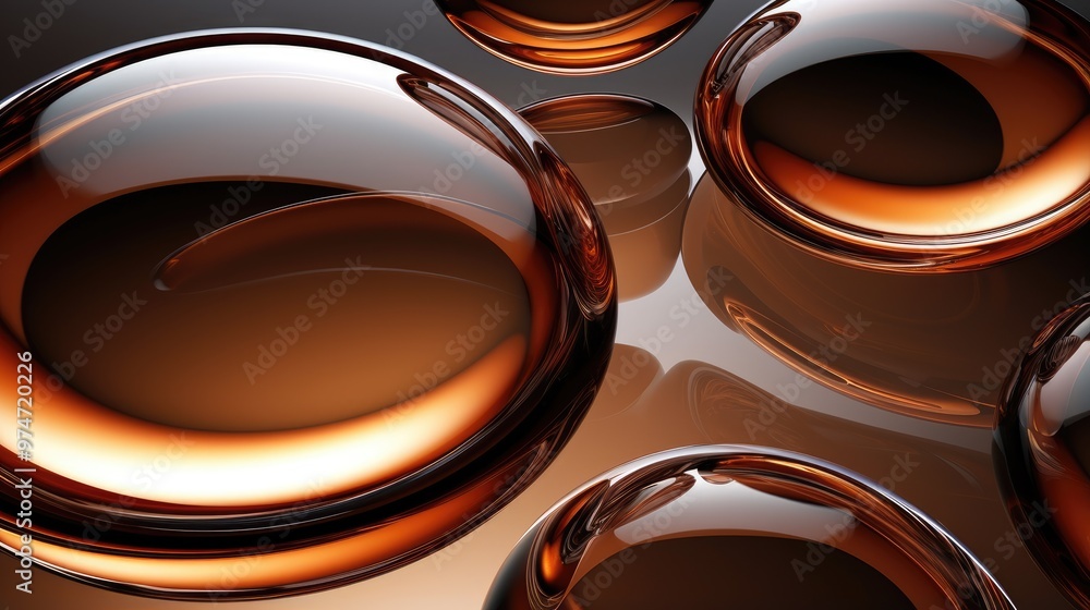 Aufkleber abstract background with shiny metallic spheres in a warm color palette.