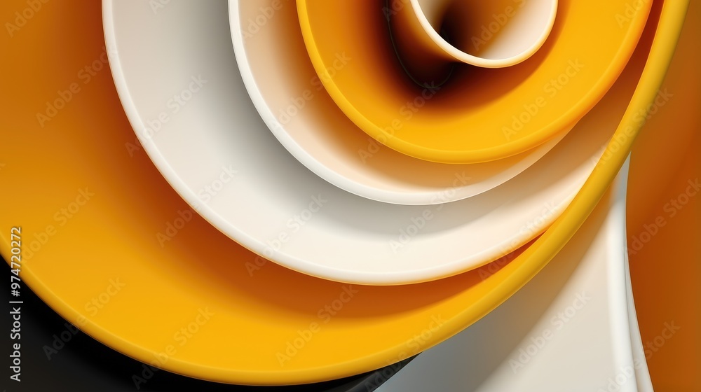 Canvas Prints abstract background with overlapping circles in shades of yellow, white and black.