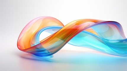Obraz premium A vibrant and abstract composition of flowing, translucent shapes in shades of blue, orange, and pink.