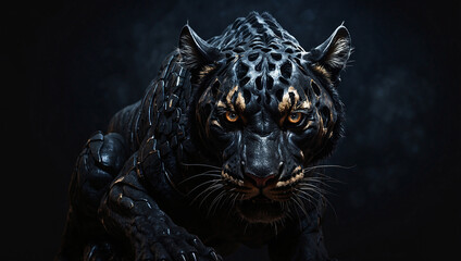 Front View of Panther on Dark Background