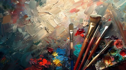 Obraz premium Artists Palette with Brushes