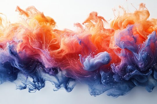 mesmerizing dance of vibrant ink droplets in water swirling tendrils of color creating abstract forms against pure white macro photography capturing fluid dynamics and pigment dispersion