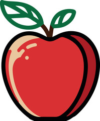 red apple with leaf