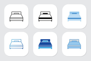 single bed icons with various design styles