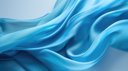 Fototapeta premium A soft, flowing blue fabric creates a beautiful abstract background with smooth curves and gentle folds.
