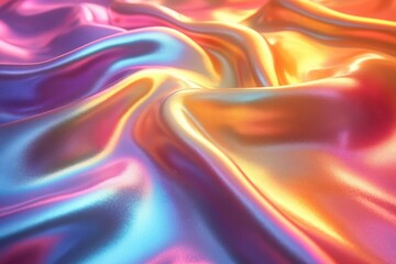 Naklejka premium mesmerizing holographic texture with iridescent ripples and fluid motion shimmering rainbow hues creating abstract futuristic aesthetic