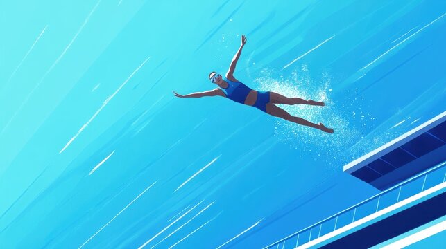 A Woman Diving into the Pool on a Sunny Day