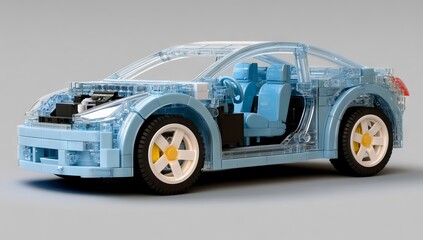 3D Rendering Of Transparent Car Structure Side View