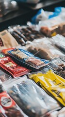 
Here are the Adobe Stock titles and keywords for each image, ensuring that the titles are 100 characters or fewer:

Candy – Overhead Shot of Colorful Candies Including Lollipops and Gummies on a Vib
