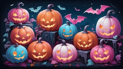 halloween background with pumpkins