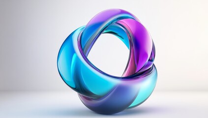 3D Render Of Blue And Purple Glass Rings