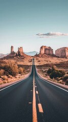 A Straight Road Through the Vastness of the Desert, Leading to a Promise of Adventure.