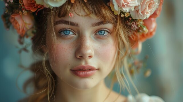 Young Woman with Floral Crown